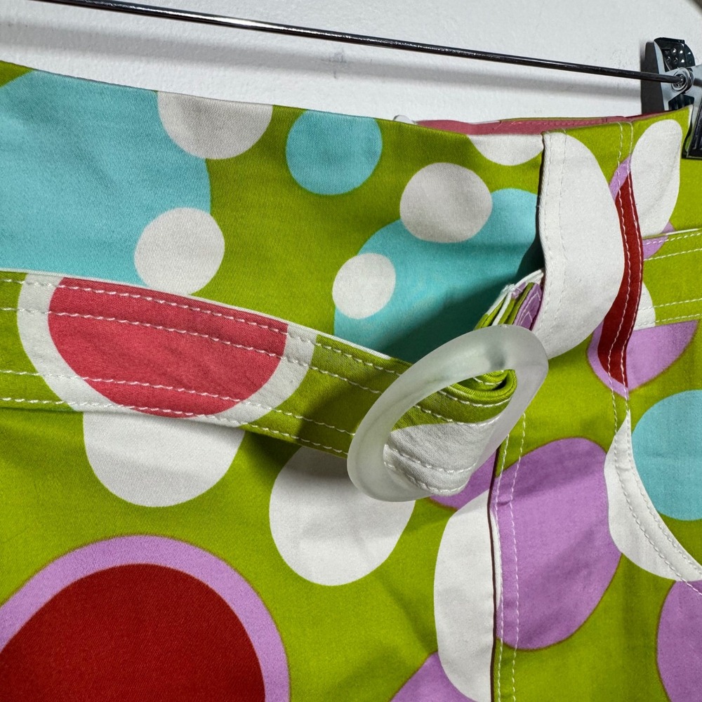 Notice Retro Polka Dot Mini Skirt Green Pink Belted Mod 5012PB Women 6 70s Y2K - Picture 7 of 7